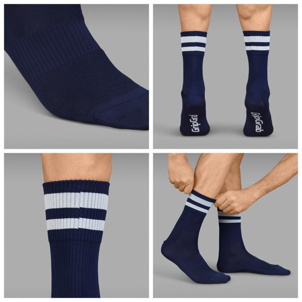 GripGrab Original Stripes Crew Socks / Navy Blue Velonova